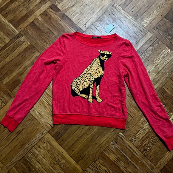 WILDFOX Red Cheetah Print Sweater - Picture 3 of 5